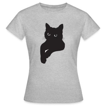 Schwarze Katze Pose - Frauen T-Shirt - Grau meliert - Vorne - AI Model Female 172 dark (172cm)