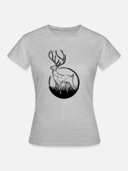 Hirsch im Wald - Frauen T-Shirt - Grau meliert