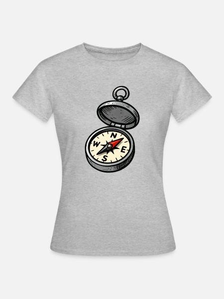kompass - Frauen T-Shirt - Grau meliert