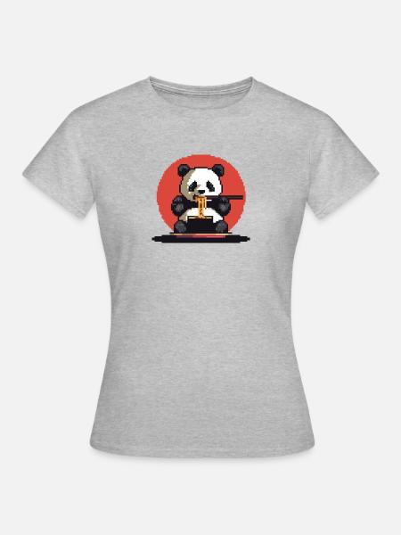 Pixel Panda - Frauen T-Shirt - Grau meliert