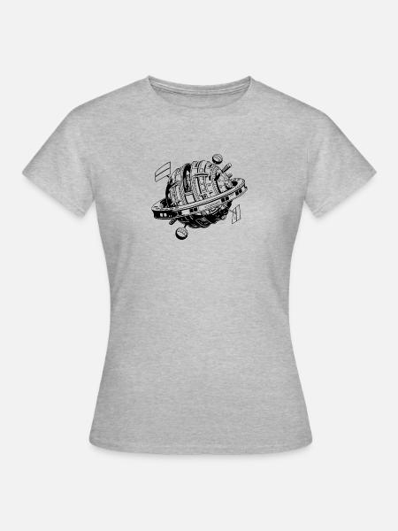 Raumschiff-Planet - Frauen T-Shirt - Grau meliert