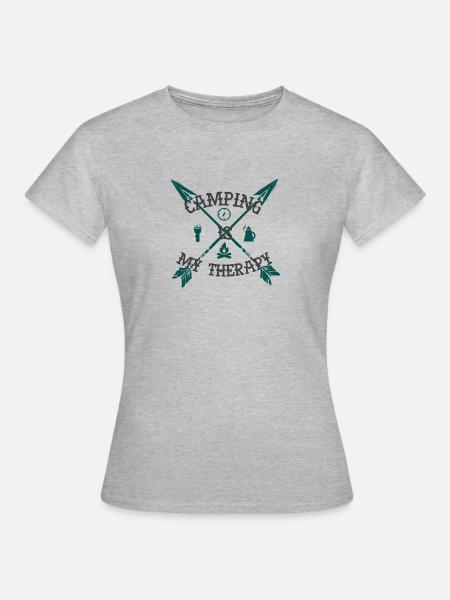 Camping is my Therapy - Frauen T-Shirt - Grau meliert