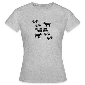 die mit dem hund geht 01 - Frauen T-Shirt - Grau meliert - Vorne - AI Model Female 172 dark (172cm)