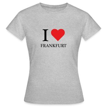 I LOVE FRANKFURT - Frauen T-Shirt - Grau meliert - Vorne - AI Model Female 172 dark (172cm)