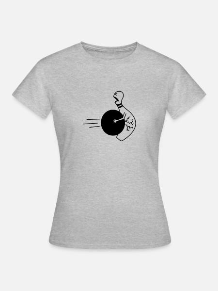 Bowlingpin hat Schmerzen - Frauen T-Shirt - Grau meliert