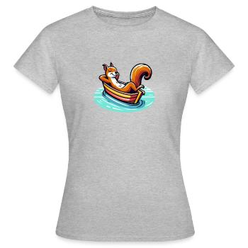 Écureuil détendu dans le bateau - T-shirt Femme - gris chiné - Devant - AI Model Female 172 dark (172cm)