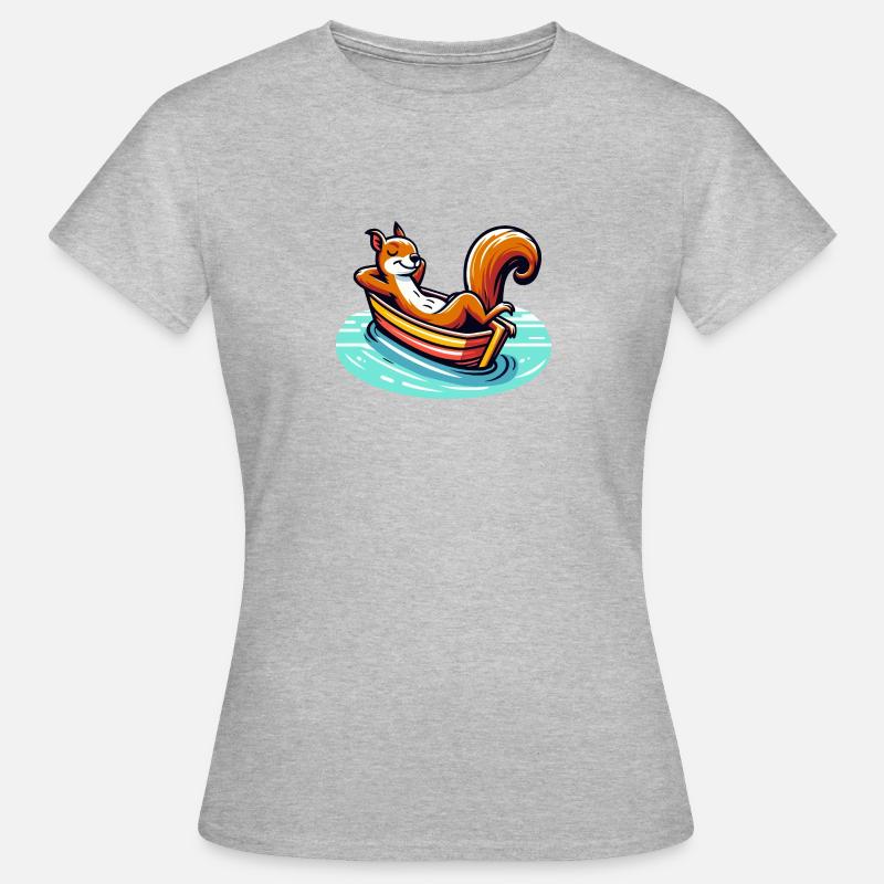Entspanntes Eichhörnchen im Boot - Frauen T-Shirt - Grau meliert