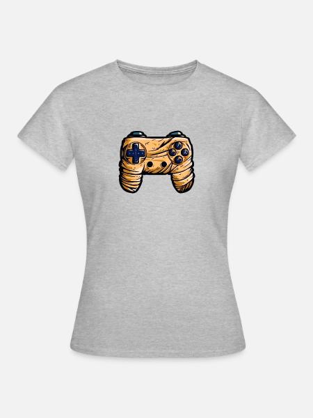 Gamer Controller Joystick Mumie - Frauen T-Shirt - Grau meliert