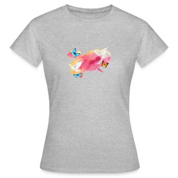 Colorful butterfly - Frauen T-Shirt - Grau meliert - Vorne - AI Model Female 172 dark (172cm)