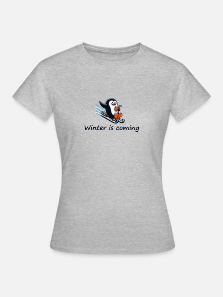 Penguin in the winter - Women's T-Shirt - heather grey