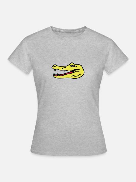 Kaiman Krokodilkopf - Frauen T-Shirt - Grau meliert