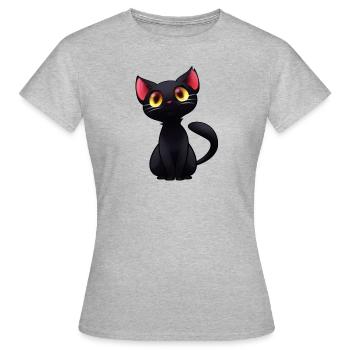 Schwarze Katze - schwarze Katze - Frauen T-Shirt - Grau meliert - Vorne - AI Model Female 172 dark (172cm)