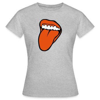 bouche tire langue 2601 - T-shirt Femme - gris chiné - Devant - AI Model Female 172 dark (172cm)