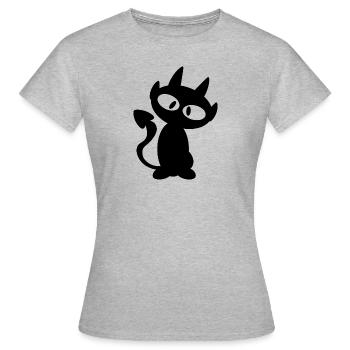 Diable - petit diable maintenant aussi sur le masque facial - T-shirt Femme - gris chiné - Devant - AI Model Female 172 dark (172cm)