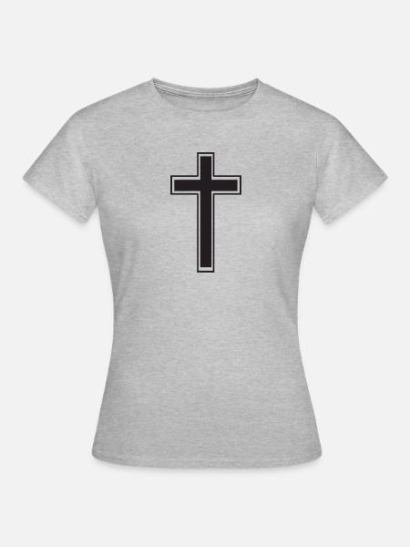 Kreuz schwarz - Frauen T-Shirt - Grau meliert