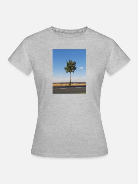 Einzelnes Bäumchen - Frauen T-Shirt - Grau meliert
