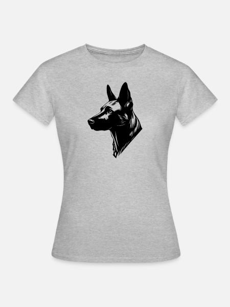 Belgian Malinois Portrait Belgischer Schäferhund - Frauen T-Shirt - Grau meliert