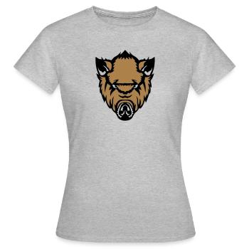 Wildschwein Wildschwein Gesicht heftigen cartoo - Frauen T-Shirt - Grau meliert - Vorne - AI Model Female 172 dark (172cm)