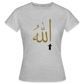 Gebet zu Allah / prayer to allah (2c) - Frauen T-Shirt - Grau meliert - Vorne - AI Model Female 172 dark (172cm)