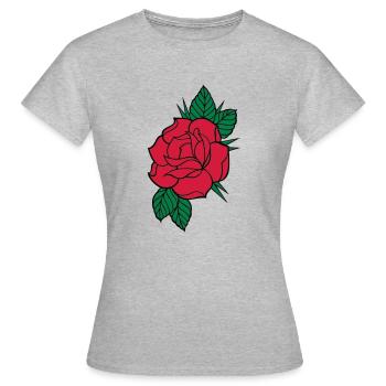 Rose - Dreifarbig - Frauen T-Shirt - Grau meliert - Vorne - AI Model Female 172 dark (172cm)