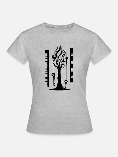 Musikalischer Baum - Frauen T-Shirt - Grau meliert