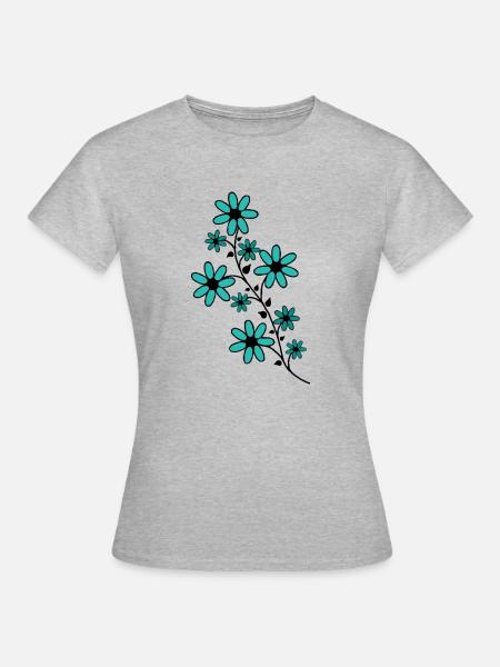 Blume türkis - Frauen T-Shirt - Grau meliert