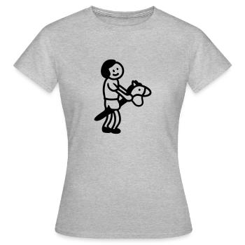 cheval de bataille de l'enfance - Line - T-shirt Femme - gris chiné - Devant - AI Model Female 172 dark (172cm)