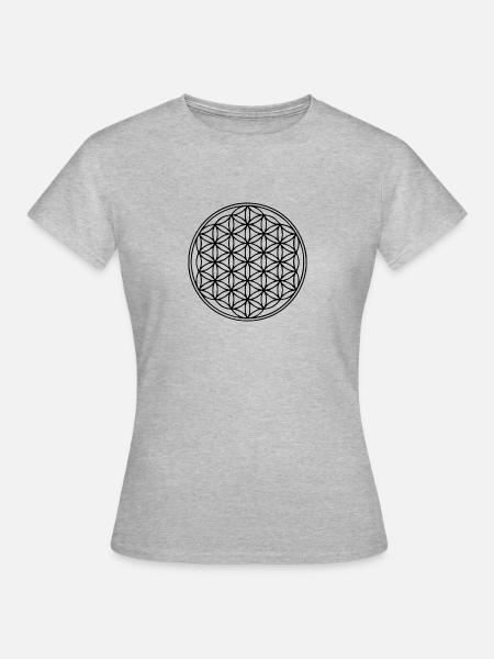 Lebensblume - Frauen T-Shirt - Grau meliert
