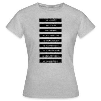 pas de racisme pas de sexisme pas de fascisme - T-shirt Femme - gris chiné - Devant - AI Model Female 172 dark (172cm)