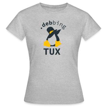 Dabbing Pinguin .debbing Tux - Frauen T-Shirt - Grau meliert - Vorne - AI Model Female 172 dark (172cm)