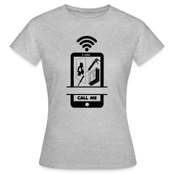 Appelez-moi téléphone, le vitrier - T-shirt Femme - gris chiné - Devant - AI Model Female 172 dark (172cm)