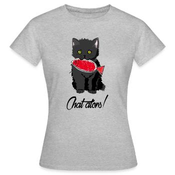 then chat - Women's T-Shirt - heather grey - Front - AI Model Female 172 dark (172cm)