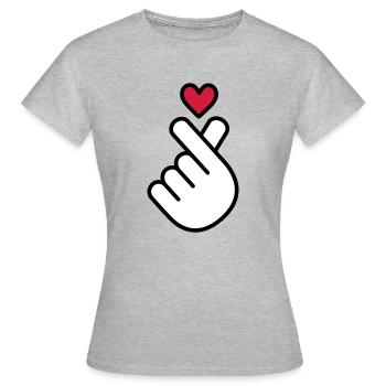 Coeur K-pop, symbole de la musique pop Corée K, doigt, main - T-shirt Femme - gris chiné - Devant - AI Model Female 172 dark (172cm)