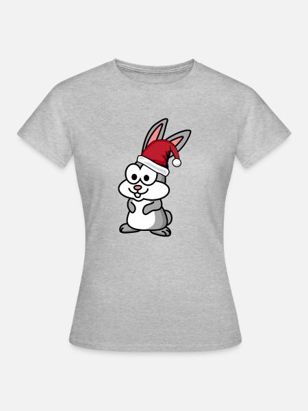 Hase Comic Weihnachten - Frauen T-Shirt - Grau meliert