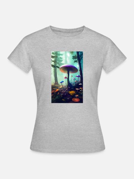 Magic Mushroom Forest 02 - Frauen T-Shirt - Grau meliert