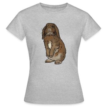 Kaninchen stehend - Frauen T-Shirt - Grau meliert - Vorne - AI Model Female 172 dark (172cm)