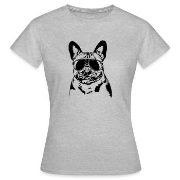 Französische Bulldogge cool Hund Frenchie Wilsigns - Frauen T-Shirt - Grau meliert - Vorne - AI Model Female 172 dark (172cm)