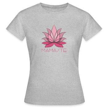 Mamaste, pink lotus flower with lettering - Women's T-Shirt - heather grey - Front - AI Model Female 172 dark (172cm)
