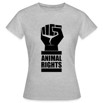 ANIMAL RIGHTS VEGAN - Frauen T-Shirt - Grau meliert - Vorne - AI Model Female 172 dark (172cm)