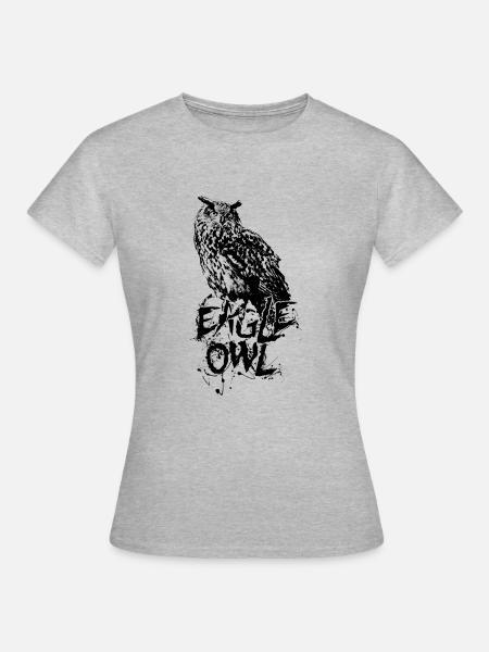 Eagle Owl Uhu Eule Bubo Bubo - Frauen T-Shirt - Grau meliert