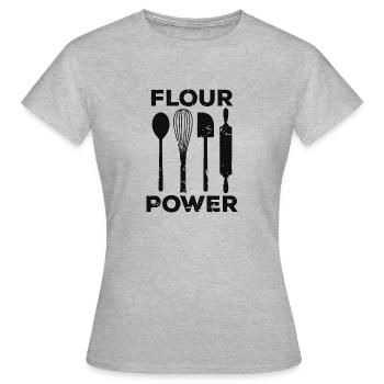 Mehl Power Backbesteck Backen - Frauen T-Shirt - Grau meliert - Vorne - AI Model Female 172 dark (172cm)