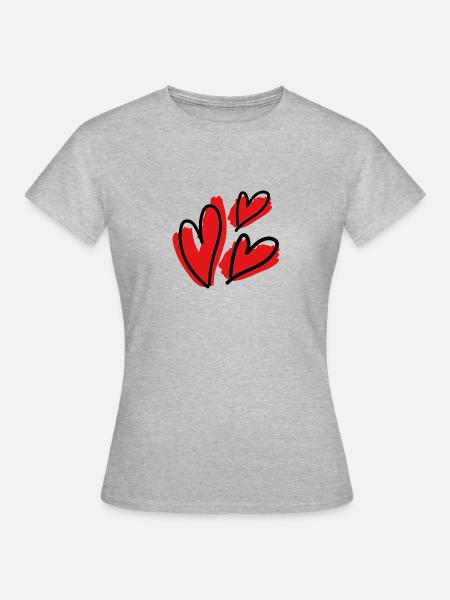 Herzen - Frauen T-Shirt - Grau meliert