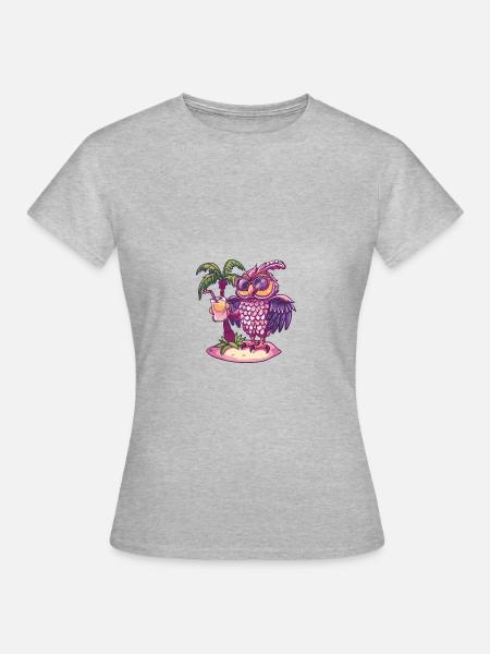 Eule Insel Sommer Palme - Frauen T-Shirt - Grau meliert