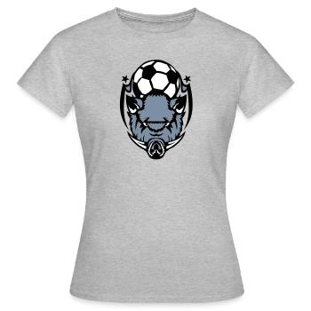 Fußball Fußball-Logo wilden Eber boar3 - Frauen T-Shirt - Grau meliert - Vorne - AI Model Female 172 dark (172cm)