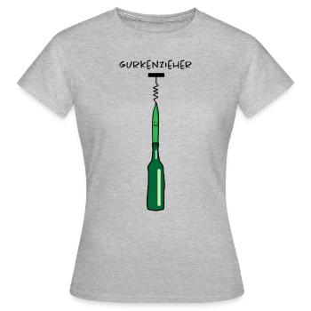 Gurke mit Korkenzieher (a) - Frauen T-Shirt - Grau meliert - Vorne - AI Model Female 172 dark (172cm)
