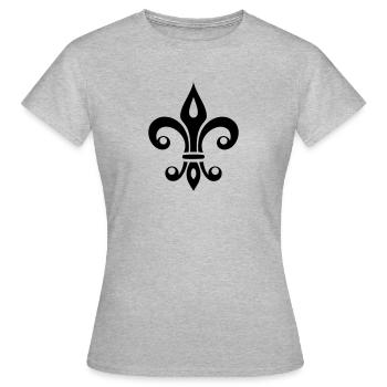 Französische Lilie, Fleur de Lys, Lis, Symbol - Frauen T-Shirt - Grau meliert - Vorne - AI Model Female 172 dark (172cm)