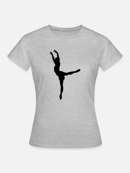Vektor Balletttänzer Silhouette - Frauen T-Shirt - Grau meliert