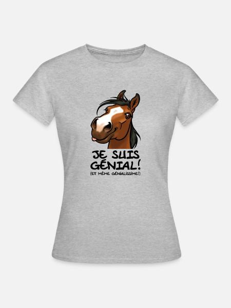Pferd "I'm awesome" (schwarzer Text) - Frauen T-Shirt - Grau meliert