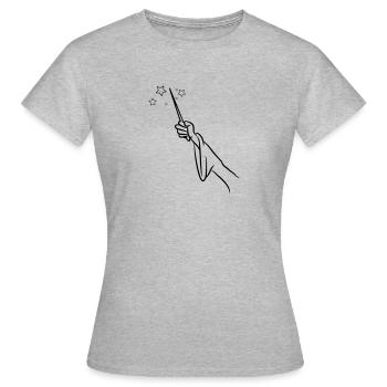 zauberer Zauberstab - Frauen T-Shirt - Grau meliert - Vorne - AI Model Female 172 dark (172cm)