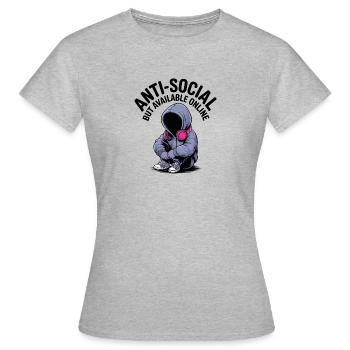 Anti Social - T-shirt Femme - gris chiné - Devant - AI Model Female 172 dark (172cm)